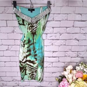 Sky strapless dress with Rhinestones